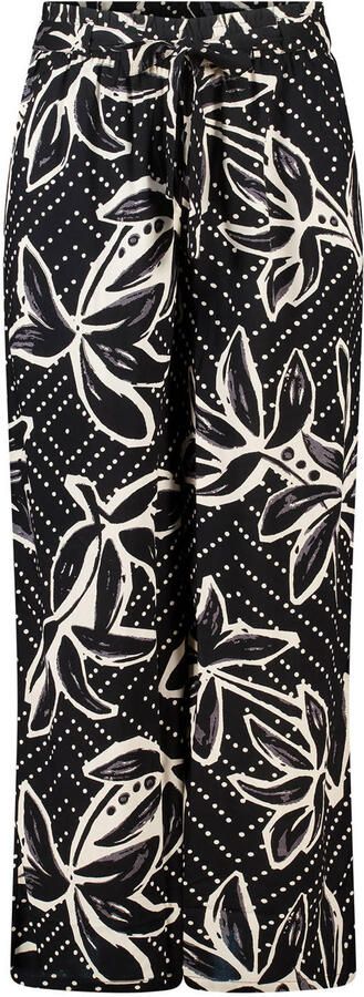 MS Mode wide leg high waist gebloemde casual broek zwart - Foto 2