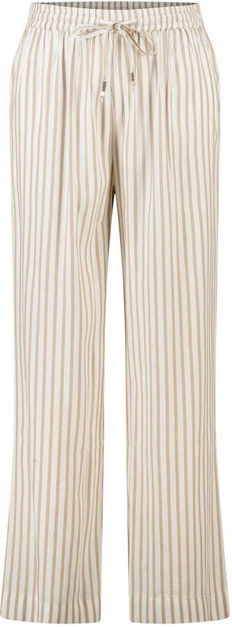 MS Mode wide leg high waist gestreepte broek ecru - Foto 3