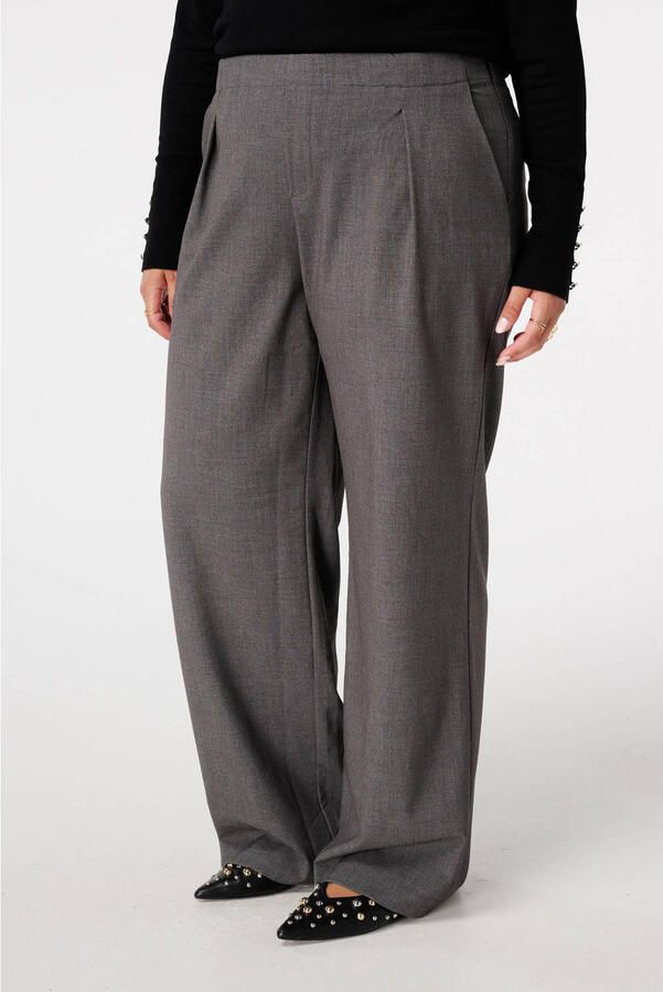 MS Mode wide leg high waist pantalon grijs melange