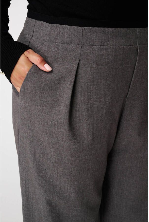 MS Mode wide leg high waist pantalon grijs melange - Foto 2