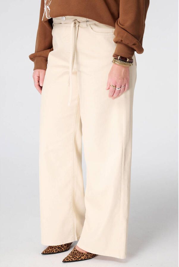MS Mode wide leg jeans met ceintuur Plus Size ecru