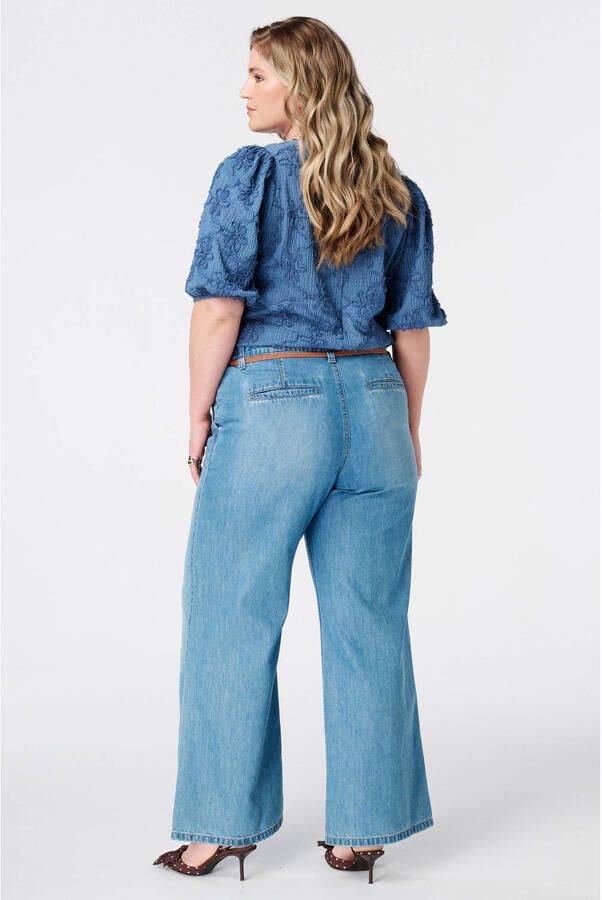 MS Mode wide leg jeans met ceintuur Plus Size lichtblauw - Foto 2