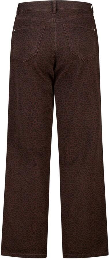MS Mode wide leg jeans met panterprint donkerbruin zwart - Foto 3