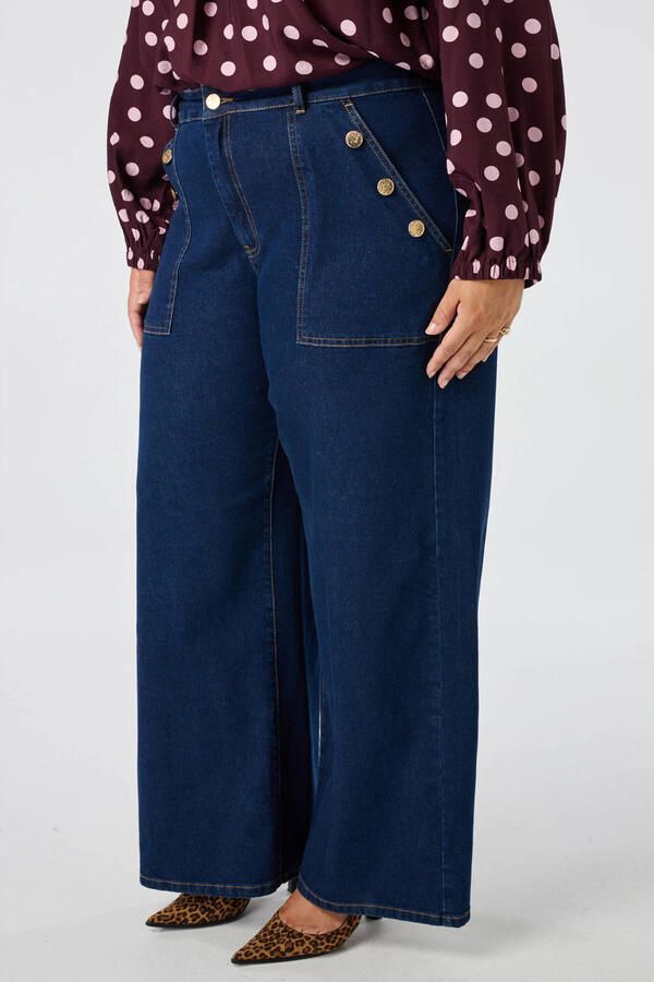 MS Mode wide leg jeans Plus Size donkerblauw