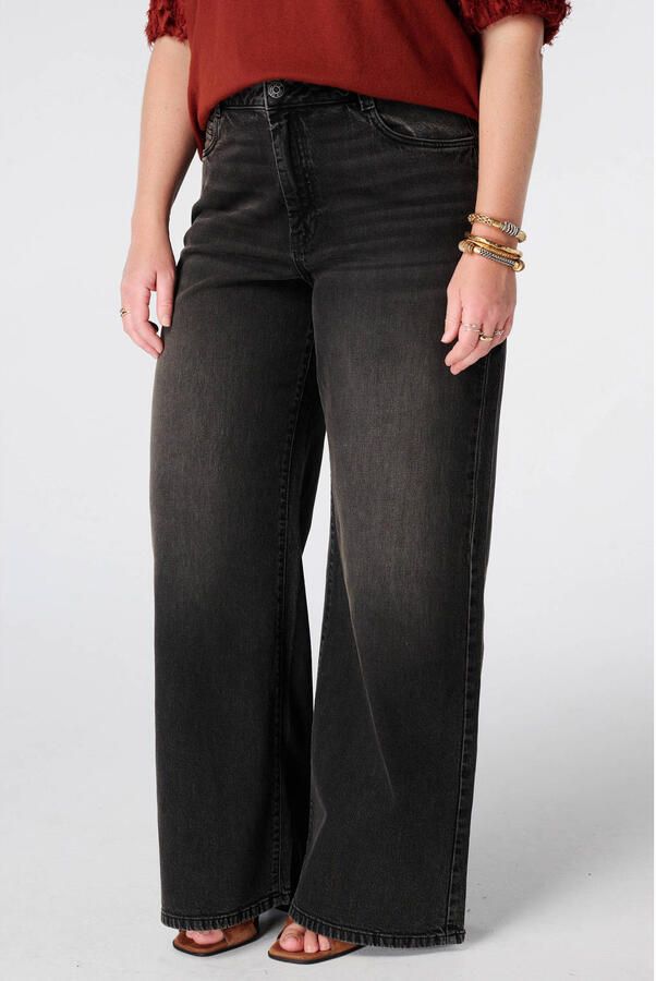 MS Mode wide leg jeans Plus Size zwart