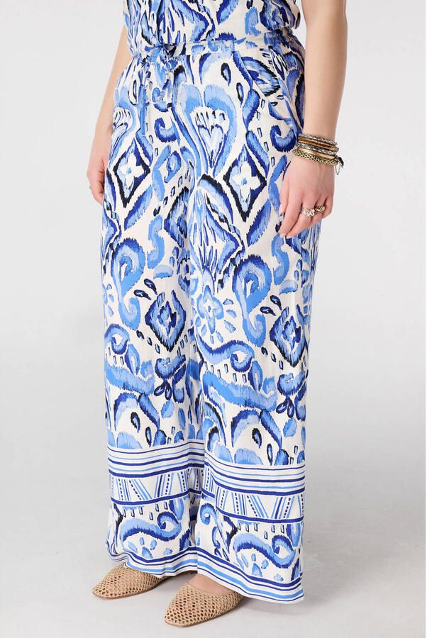 MS Mode wide leg regular waist broek blauw
