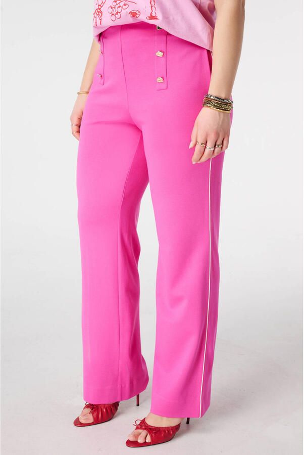 MS Mode wide leg regular waist broek fuchsia
