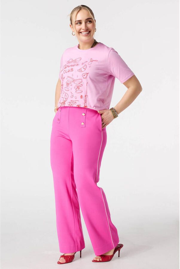 MS Mode wide leg regular waist broek fuchsia - Foto 3
