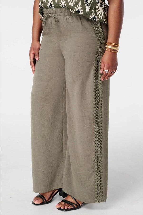 MS Mode wide leg regular waist broek kaki