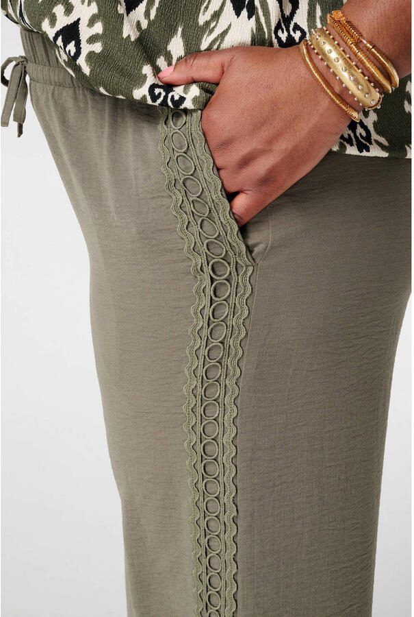 MS Mode wide leg regular waist broek kaki - Foto 2