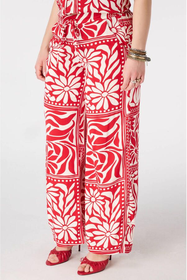 MS Mode wide leg regular waist broek rood