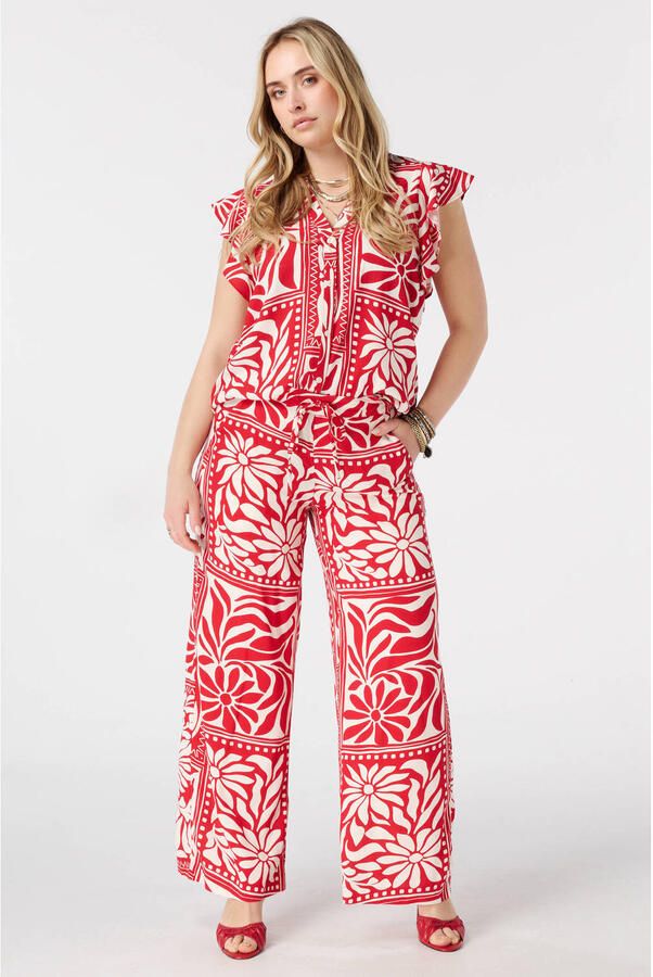 MS Mode wide leg regular waist broek rood - Foto 2