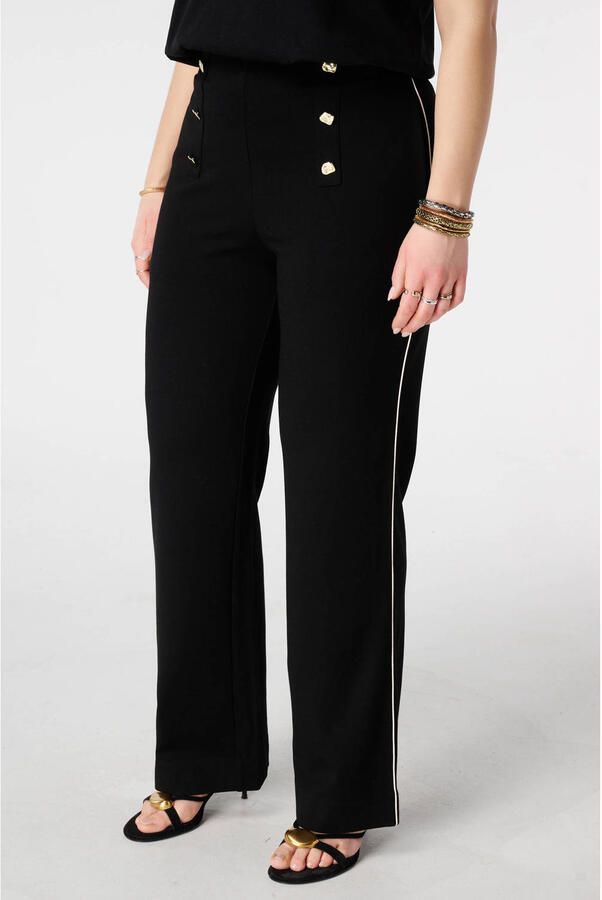 MS Mode wide leg regular waist broek zwart