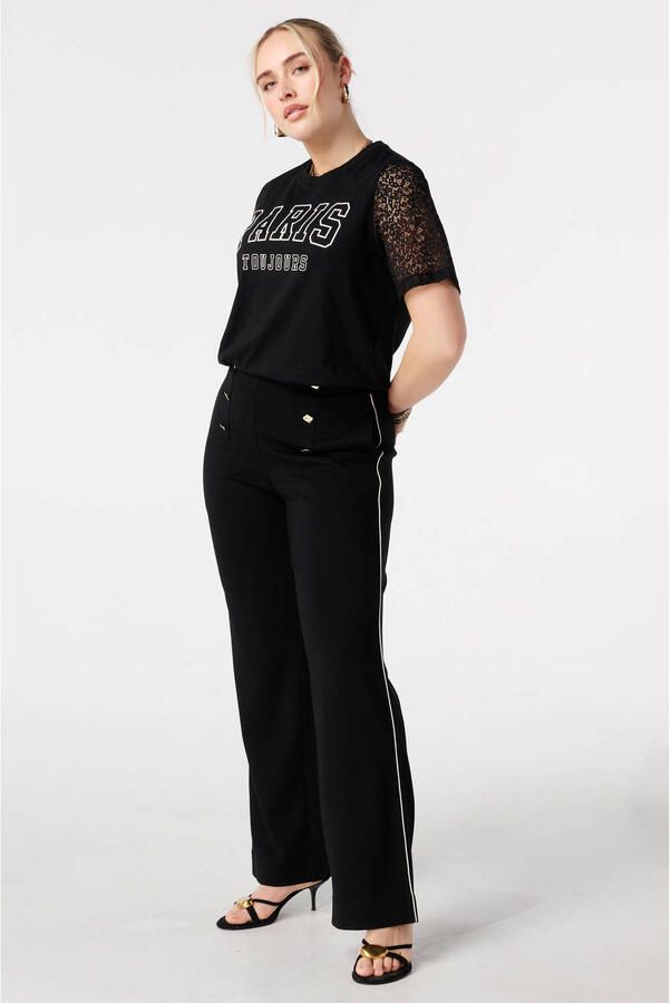 MS Mode wide leg regular waist broek zwart - Foto 3