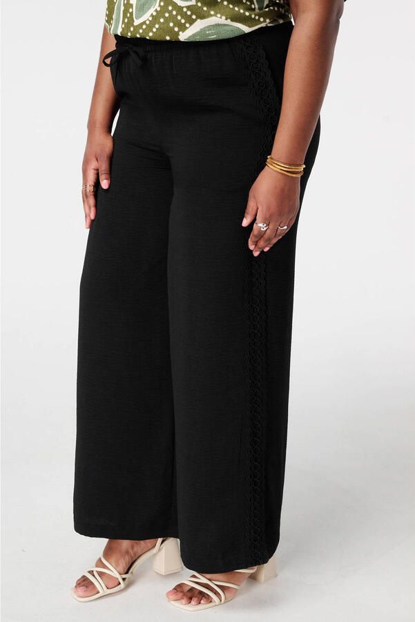 MS Mode wide leg regular waist broek zwart