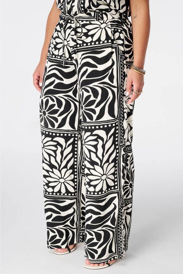 MS Mode wide leg regular waist broek zwart