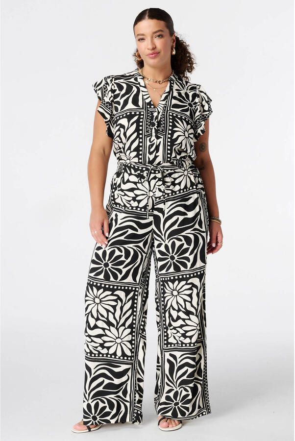 MS Mode wide leg regular waist broek zwart - Foto 2