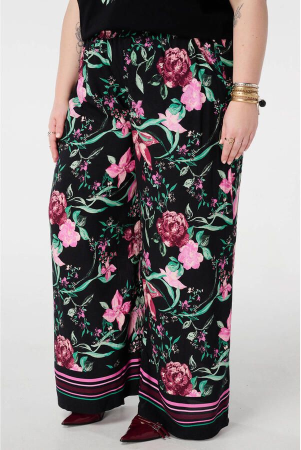 MS Mode wide leg regular waist gebloemde broek multi