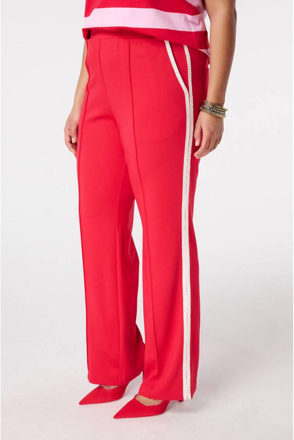 MS Mode wide leg regular waist gestreepte broek rood - Foto 2