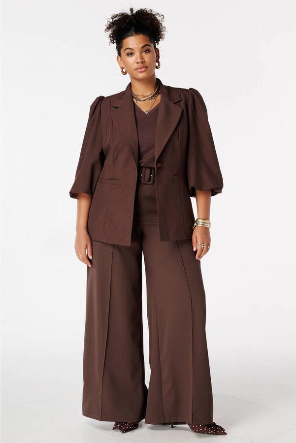MS Mode wide leg regular waist pantalon donkerbruin - Foto 2