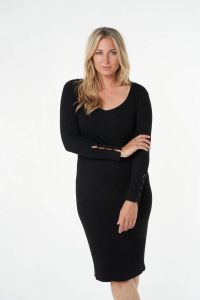 MS Mode ribgebreide jurk zwart