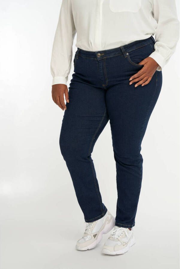 MS Mode straight fit jeans donkerblauw