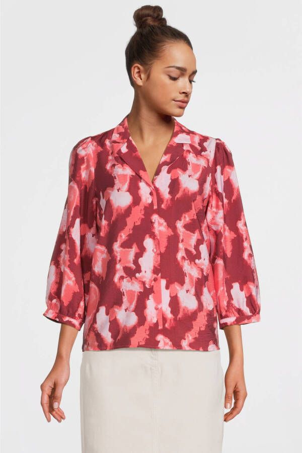 MSCH Copenhagen blouse MSCHMagnella Ladonna met all over print rood roze