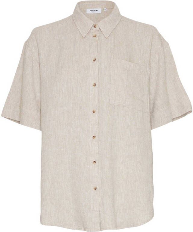 MSCH Copenhagen gemêleerde blouse MSCHGinia 2 4 Shirt met linnen zand