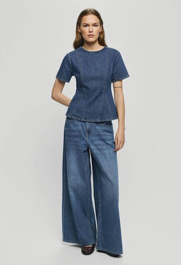 MSCH Copenhagen Alena Pants high waist wide leg jeans medium blue denim - Foto 6