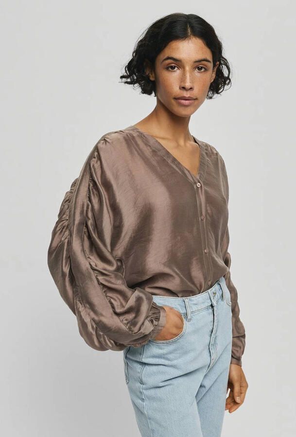 MSCH COPENHAGEN Dames Blouses Mschramona Rikkelia Volume Shirt Taupe - Foto 6