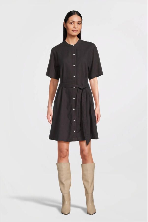 MSCH Copenhagen Knielange linnen jurk met opstaande kraag model 'Pennie Ginia' - Foto 8