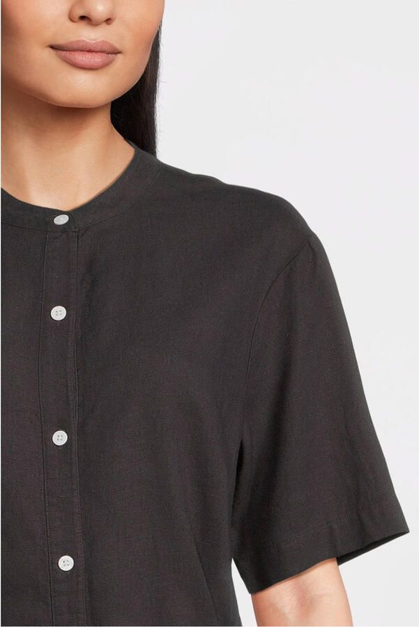 MSCH Copenhagen Knielange linnen jurk met opstaande kraag model 'Pennie Ginia' - Foto 7