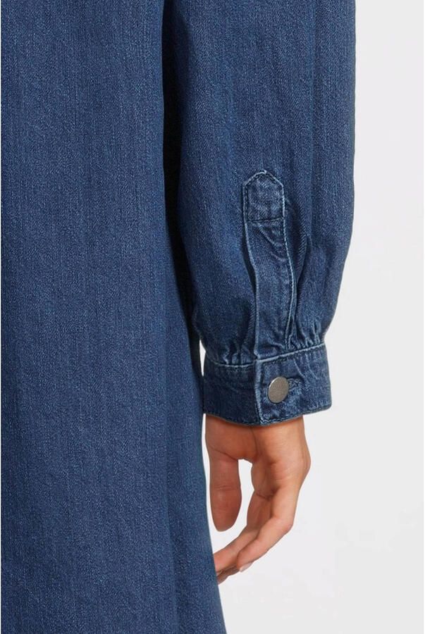 MSCH Copenhagen Knielange jeansjurk met opstaande kraag model 'Elena'