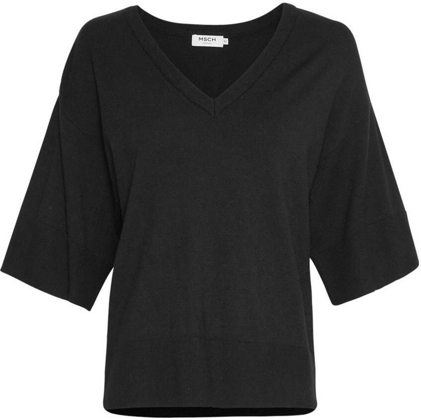 MSCH Copenhagen Oversized T-shirt van viscose met V-hals model 'Eslina'
