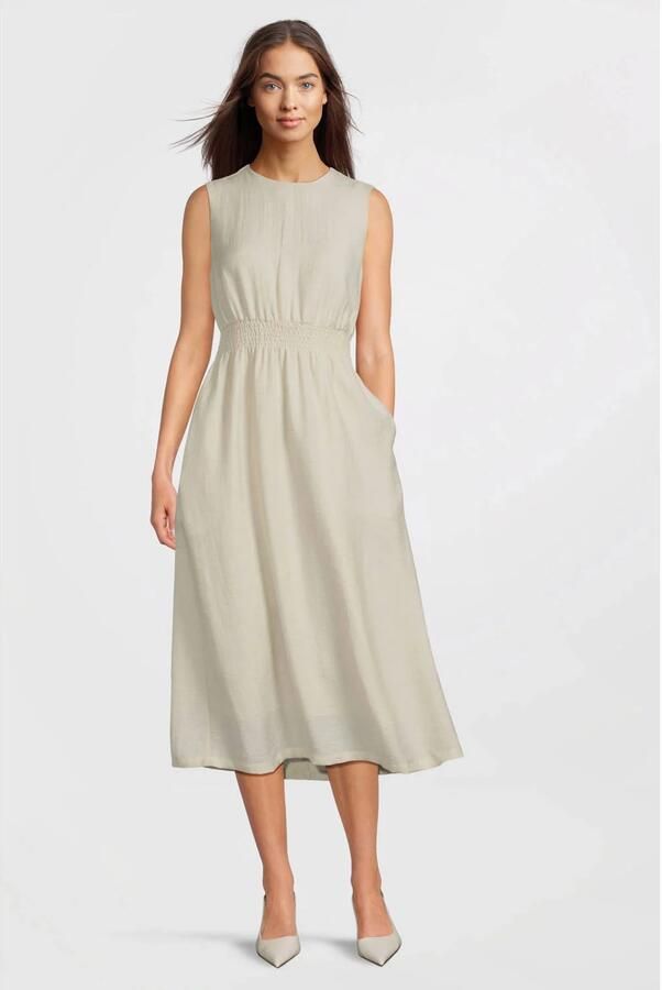 MSCH Copenhagen Midi-jurk met smokdetails model 'Disa' - Foto 4