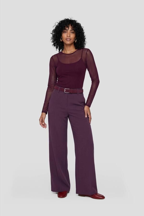 MSCH Copenhagen wide leg broek donkerpaars