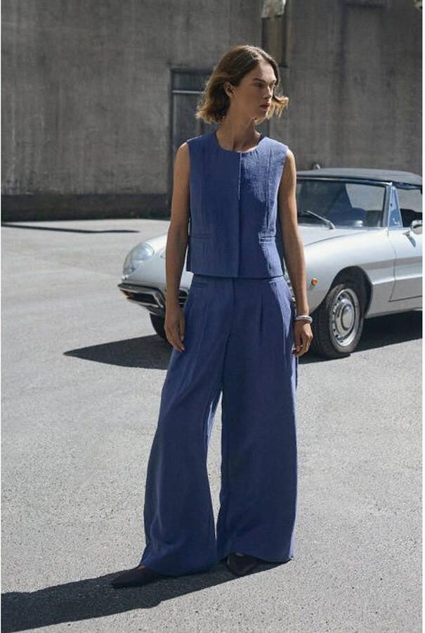 MSCH Copenhagen High waist broek van viscosemix model 'Frode' - Foto 5