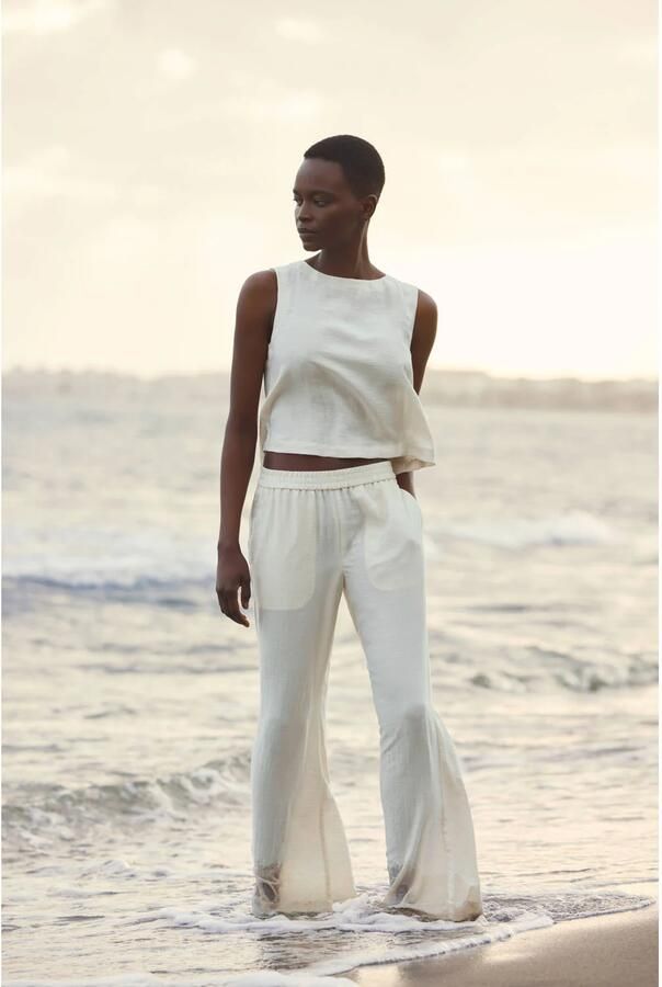 MSCH Copenhagen High waist stoffen broek met elastische band model 'Disa'