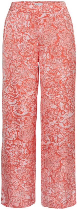 MSCH Copenhagen wide leg pantalon MSCHMaricel Myrina met all over print roze