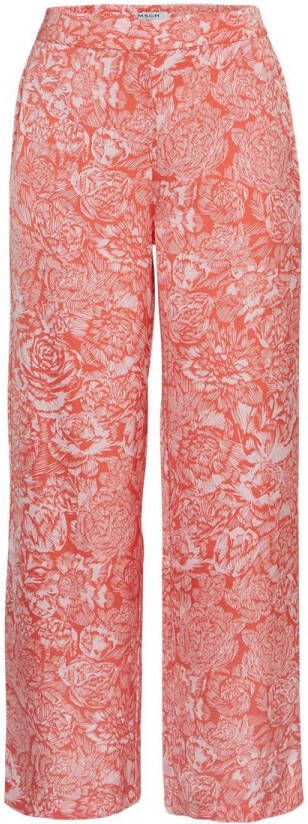 MSCH Copenhagen wide leg pantalon MSCHMaricel Myrina met all over print roze