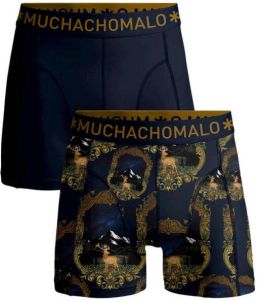 Muchachomalo boxershort set van 2 donkerblauw geel