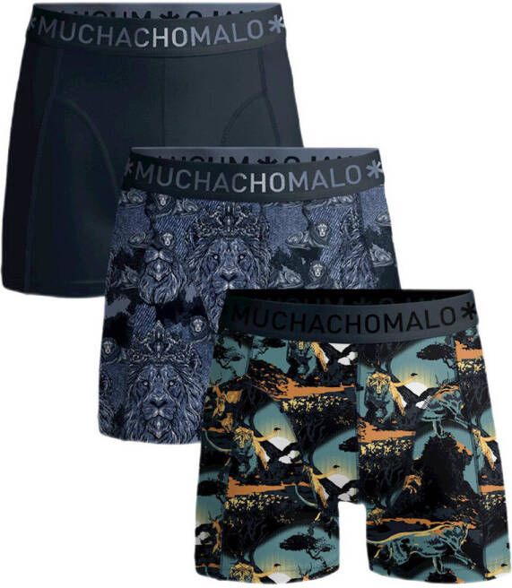 Muchachomalo boxershort- set van 3 blauw multi Jongens Stretchkatoen All over print 158 164