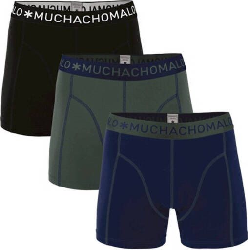 Muchachomalo boxershort -set van 3 donkerblauw army zwart