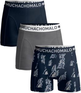 Muchachomalo boxershort set van 3 donkerblauw grijs