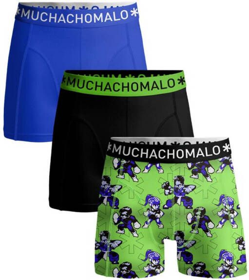 Muchachomalo boxershort set van 3 felgroen blauw zwart Jongens Stretchkatoen 134 140