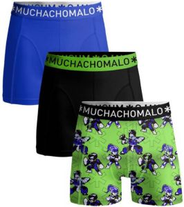 Muchachomalo boxershort set van 3 felgroen blauw zwart