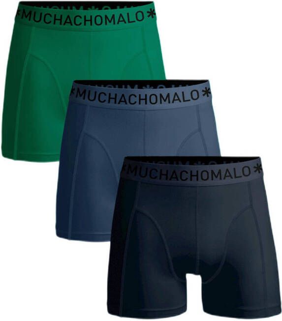 Muchachomalo boxershort set van 3 groen donkerblauw zwart
