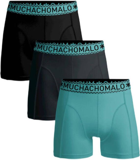 Muchachomalo boxershort set van 3 groen zwart Jongens Stretchkatoen 122 128