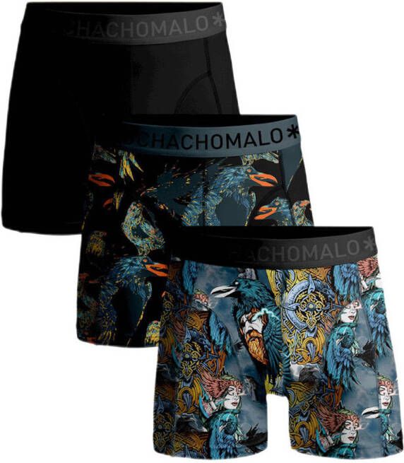 Muchachomalo boxershort set van 3 zwart multi