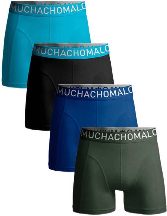 Muchachomalo boxershort set van 4 zwart kaki lichtblauw blauw